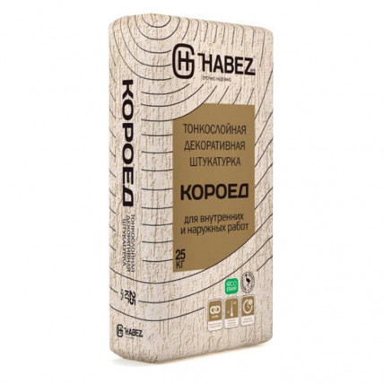 Штукатурка декоративная Habez-Gips "КОРОЕД", 2,5 мм, 25 кг, серая, Россия